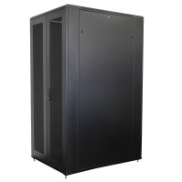 19"-Netzwerkschrank SRK von IT-BUDGET - Komplettset - 42 HE - BxT 800x800 mm - perforierte Doppeltüren vo + hi - 4 Aktiv-Lüfter - montiert - schwarz